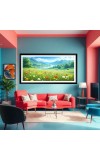 Nature Landscape Floating Frame Scenery Digital Print - (I5727) - 12x24 inch Modern Nature Wall Art for Living Room, Bedroom, Office, Hotels, Drawing Room