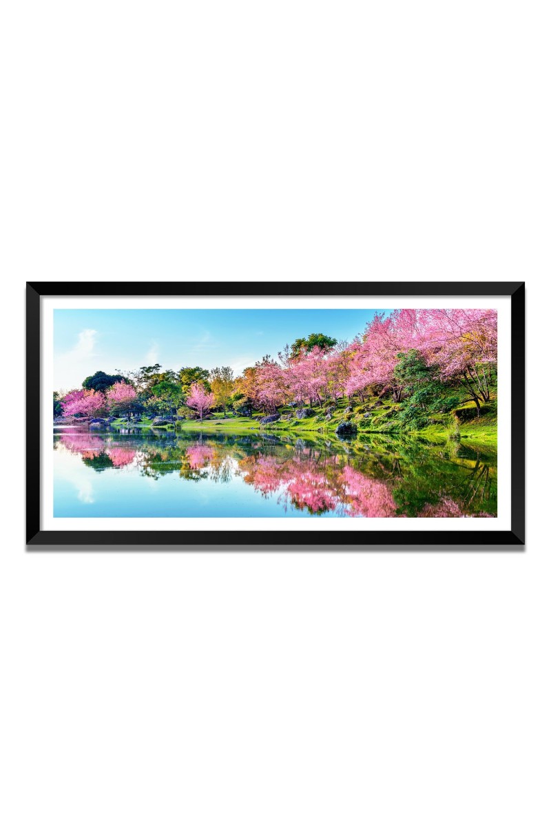 Nature Landscape Floating Frame Scenery Digital Print - (I5538) - 12x24 inch Modern Nature Wall Art for Living Room, Bedroom, Office, Hotels, Drawing Room