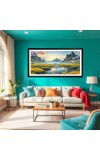Nature Landscape Floating Frame Scenery Digital Print - (I5932) - 12x24 inch Modern Nature Wall Art for Living Room, Bedroom, Office, Hotels, Drawing Room