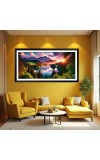 Nature Landscape Floating Frame Scenery Digital Print - (I5675) - 12x24 inch Modern Nature Wall Art for Living Room, Bedroom, Office, Hotels, Drawing Room