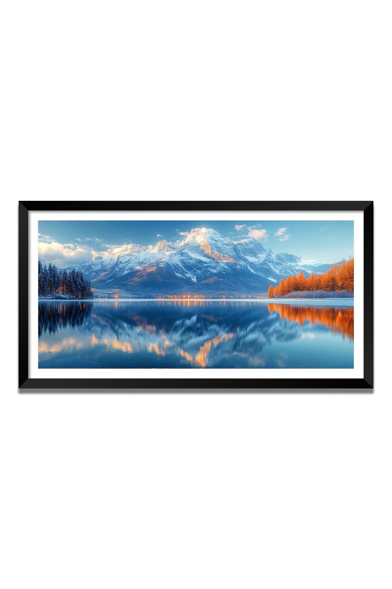 Nature Landscape Floating Frame Scenery Digital Print - (I5865) - 12x24 inch Modern Nature Wall Art for Living Room, Bedroom, Office, Hotels, Drawing Room