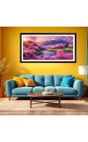 Nature Landscape Floating Frame Scenery Digital Print - (I5756) - 12x24 inch Modern Nature Wall Art for Living Room, Bedroom, Office, Hotels, Drawing Room