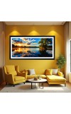 Nature Landscape Floating Frame Scenery Digital Print - (I5808) - 12x24 inch Modern Nature Wall Art for Living Room, Bedroom, Office, Hotels, Drawing Room