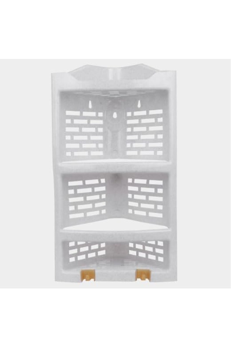 Multipurpose Wall-Mounted Plastic Corner Shelf | 3 - Layer Storage Rack for Kitchen, Bathroom, Living Room - White (1 Pc)