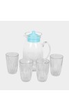 Hitech Sales White Lemon Jug with 4 Glasses - 1.2L Jar & 200ml Drinking Glasses Set
