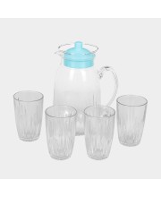 Hitech Sales White Lemon Jug with 4 Glasses - 1.2L Jar & 200ml Drinking Glasses Set