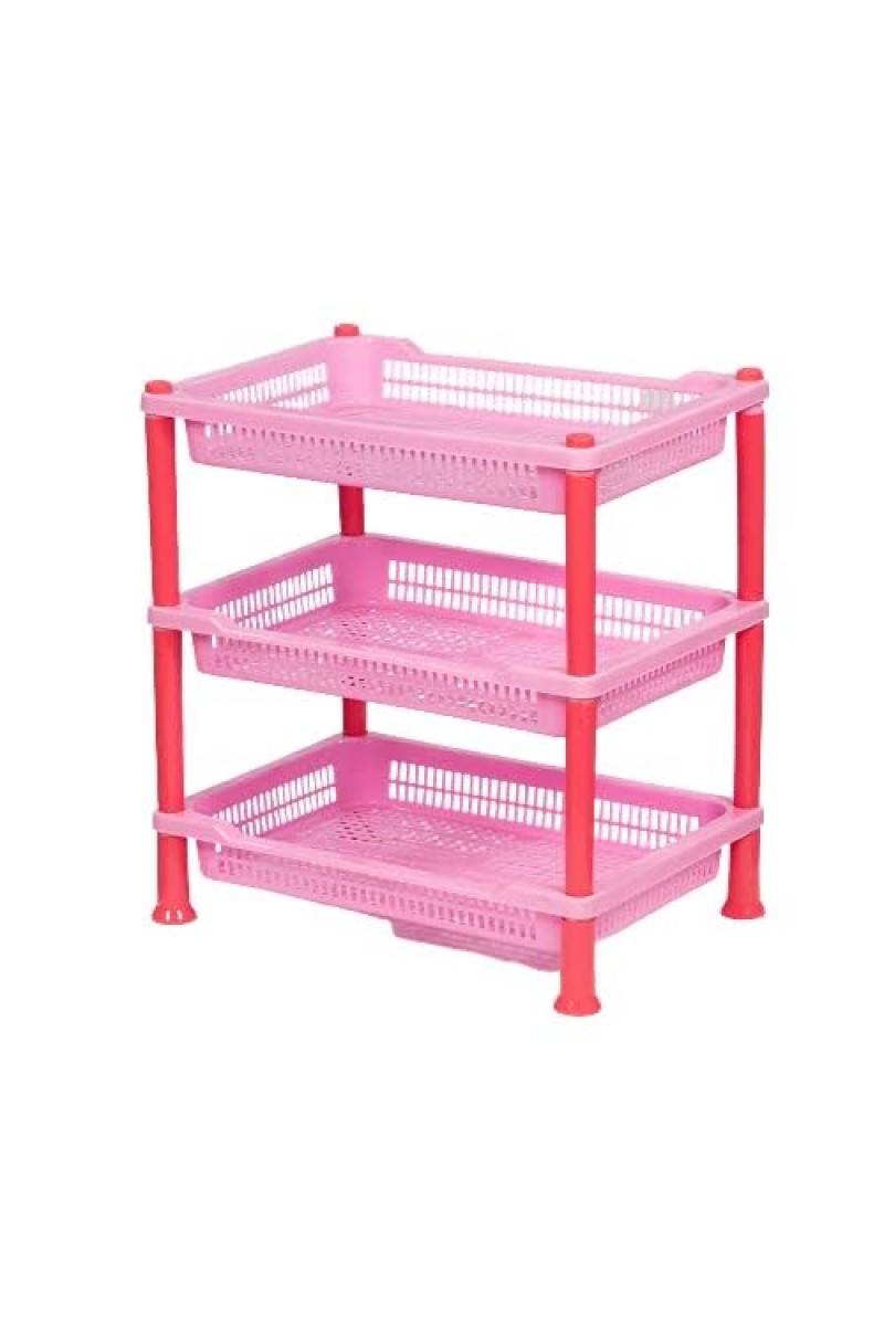 Hitech Sales Plastic 3-Tier Multipurpose Storage Rack Organizer Shelf for Home, Kitchen, and Office (Colour May Vary)