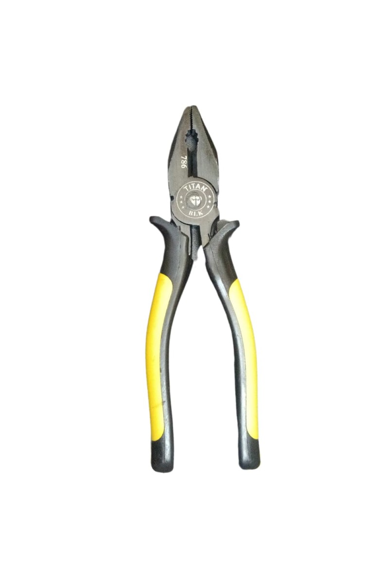Hitech Sales 1Pc. 8'' 205 MM Sturdy Steel Combination Plier with Anti-Rust properties for gripping, holding and cutting wires, YELLOW & BLACK (BLK 786)
