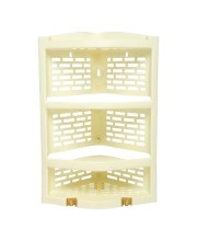 Multipurpose Wall-Mounted Plastic Corner Shelf | 3 - Layer Storage Rack for Kitchen, Bathroom, Living Room - Beige (1 Pc)