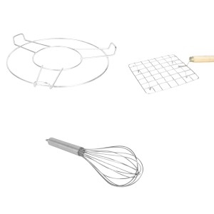 All in One Roasting Kit – Includes Roaster with Wooden Handle, Table Ring, and Egg Beater – Durable, Multipurpose Cooking Set