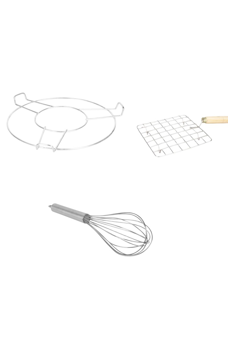 All in One Roasting Kit – Includes Roaster with Wooden Handle, Table Ring, and Egg Beater – Durable, Multipurpose Cooking Set