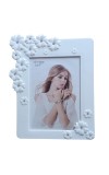 Hitech Sales Decorative Tabletop Photo Frame for Home Decor | White Floral Design Frame (5x7 Inch) | Elegant Picture Frame for Wedding, Anniversary, Birthday Gift