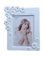 Hitech Sales Decorative Tabletop Photo Frame for Home Decor | White Floral Design Frame (5x7 Inch) | Elegant Picture Frame for Wedding, Anniversary, Birthday Gift