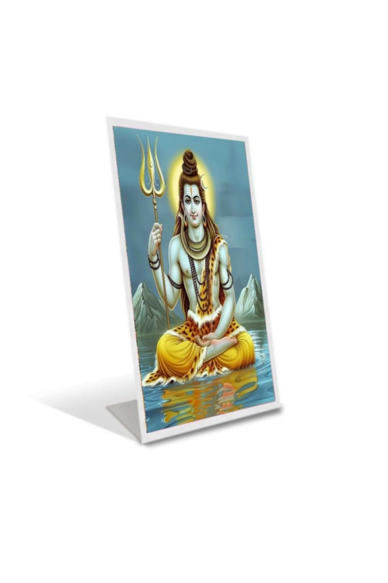 Car Desk/Table Top Lord Shiva Acrylic L-Style Photo Stand - 5x7 Inches, Compact And Stylish Spiritual Display (F6702)