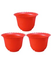 HiTechMart Medium Flower Pots (6''H x 9''W) – Stylish Planters with Drainage for Indoor & Outdoor Plants, Succulents, and Herbs (3)