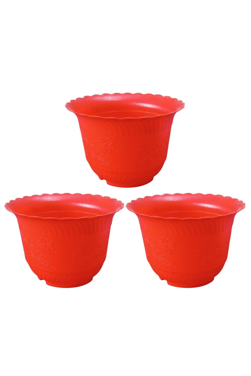 HiTechMart Medium Flower Pots (6''H x 9''W) – Stylish Planters with Drainage for Indoor & Outdoor Plants, Succulents, and Herbs (3)