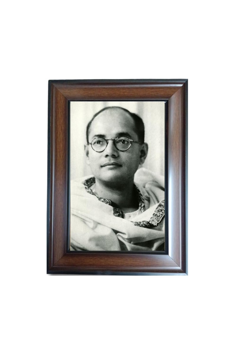 Hi Tech Sales Subhas Chandra Bose Polystyrene Photo Frame for Wall Decor Home, Office, and Temple - Printed Photo, Pack of 1