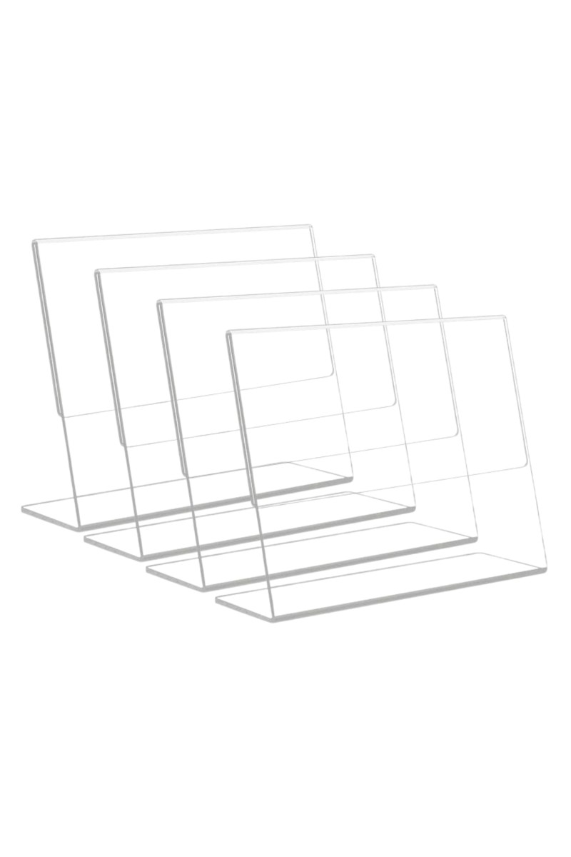 HiTechMart Acrylic Stand Holder for QR Code, Photos, Sign Display – Waterproof & Easy to Wipe, Clear Double-Sided Tabletop Frame for Office, Restaurant, Event,Home Use (4x6) (4)