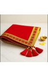 Traditional Red Puja Cloth with Golden Border & Swastik Design | Temple Aasan for Pooja & Festivals Pack of 2