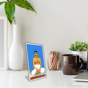 Car Desk/Table Top Sri Sri Sri Thakur Anukul Acrylic L-Style Photo Stand - 5x7 Inches, Compact And Stylish Spiritual Display (F6707)