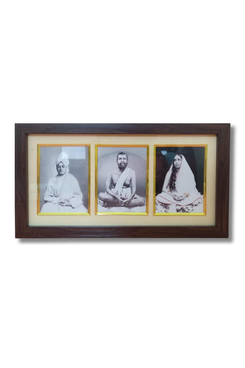 HiTechMart Swami Vivekananda & Ramakrishna Paramhansa & Sarada maa photo frame || Three pictures in one Frame || Laminated photo frame for wall, living room, gifts (Wood Base and Front Laminated)