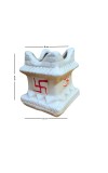 Hi Tech Sales Ceramic Tulsi Mandir | Traditional Planter Pot with Om & Swastik Symbols | Sacred Hindu Tulsi Planter for Home & Temple Use (White)