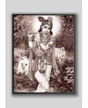 Hi Tech Sales Sri Krishna wood laminater Photo for wall hanging/gift/temple/puja room/home decor