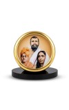 Hitech Sales Sri Ramakrishna, Swami Vivekananda & Sarada Devi Golden Photo Frame | Golden Round Table Top Decor for Car Dashboard, Study Desk, Puja Room, Home Temple & Office Decor
