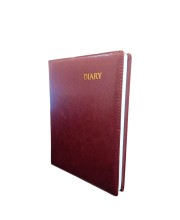 Leather Cover Hardbound Diary | New Year Daily Planner with Monthly Calendar | Office notebook Study & Personal Organizer Embossed Design | Daily Writing Journal (Brown)