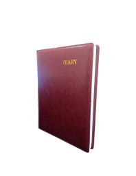 Leather Cover Hardbound Diary | New Year Daily Planner with Monthly Calendar | Office notebook Study & Personal Organizer Embossed Design | Daily Writing Journal (Brown)