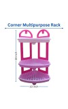 HiTechMart Plastic 3-Tier Corner Shelf Stand for Kitchen, Bathroom, and Home Storage | Multipurpose Space-Saving Organizer