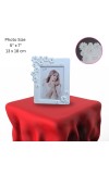 Hitech Sales Decorative Tabletop Photo Frame for Home Decor | White Floral Design Frame (5x7 Inch) | Elegant Picture Frame for Wedding, Anniversary, Birthday Gift