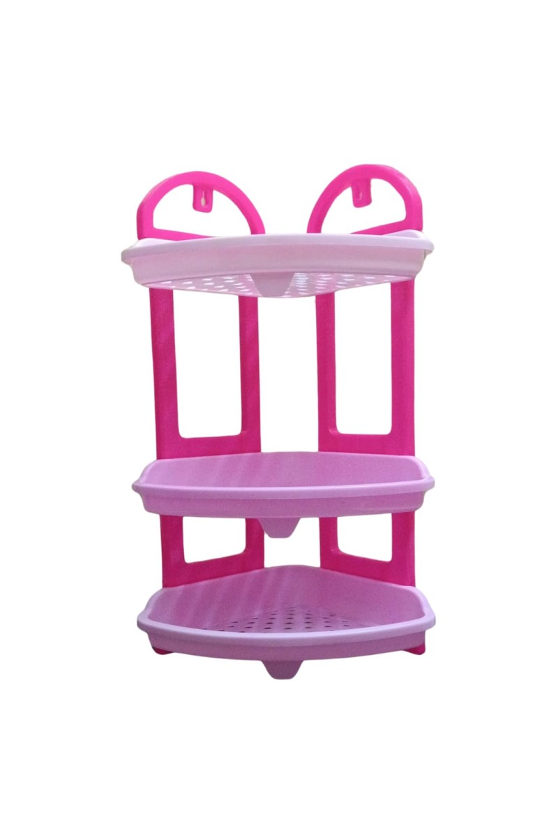 HiTechMart Plastic 3-Tier Corner Shelf Stand for Kitchen, Bathroom, and Home Storage | Multipurpose Space-Saving Organizer