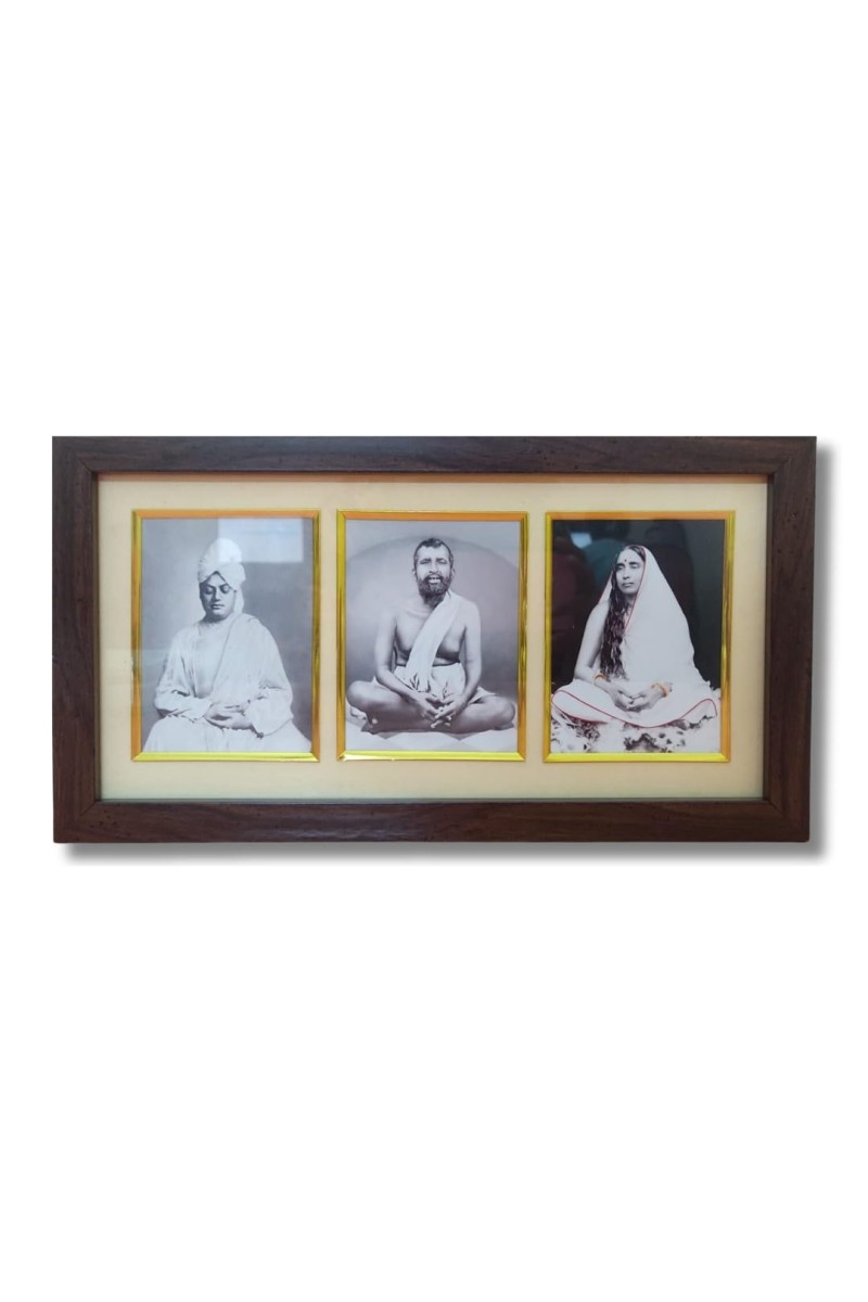 HiTechMart Swami Vivekananda & Ramakrishna Paramhansa & Sarada maa photo frame || Three pictures in one Frame || Laminated photo frame for wall, living room, gifts (Wood Base and Front Laminated)