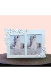 Hitech Sales White Dual Picture Photo Frame with Floral Design | Tabletop Decorative Frame for Home & Office Décor (White, 4.5 x 6.5)