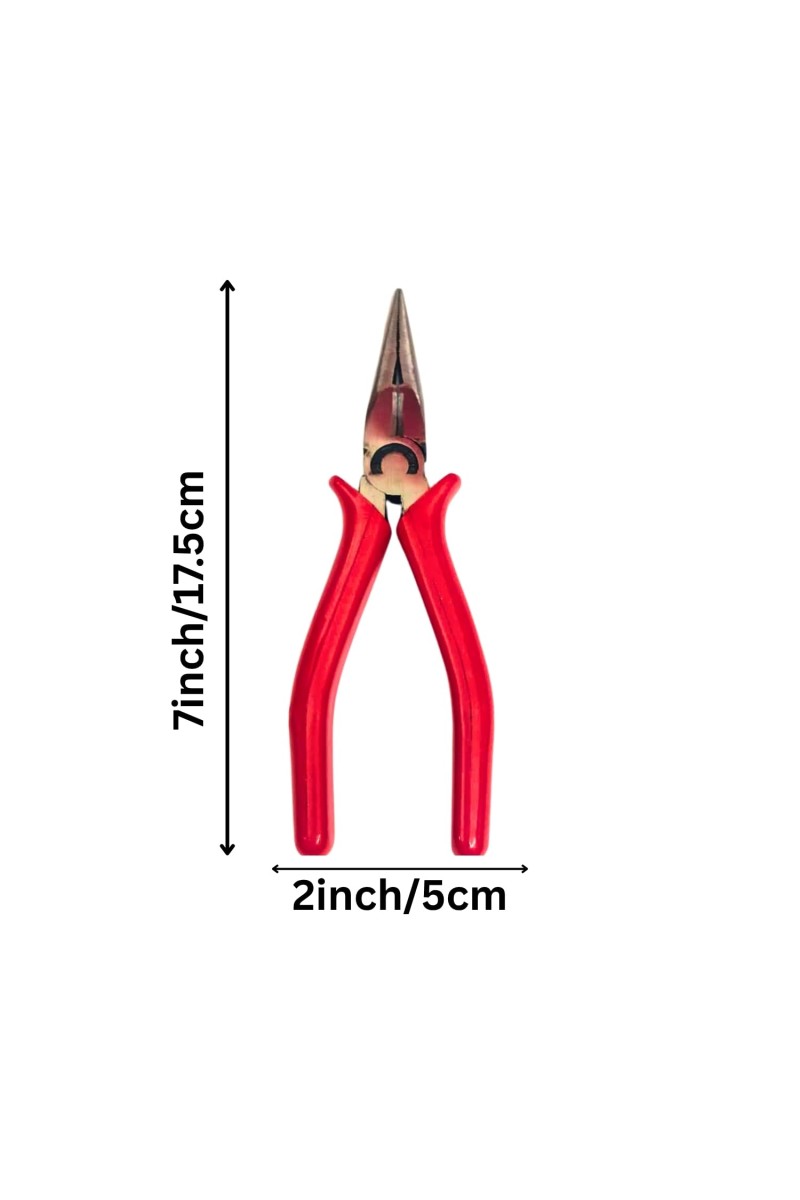 Long Nose Pliers – Precision Needle Nose Plier with Red Grip for DIY, Craft, Electrical & Repair Work