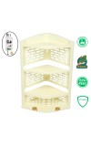 Multipurpose Wall-Mounted Plastic Corner Shelf | 3 - Layer Storage Rack for Kitchen, Bathroom, Living Room - Beige (1 Pc)