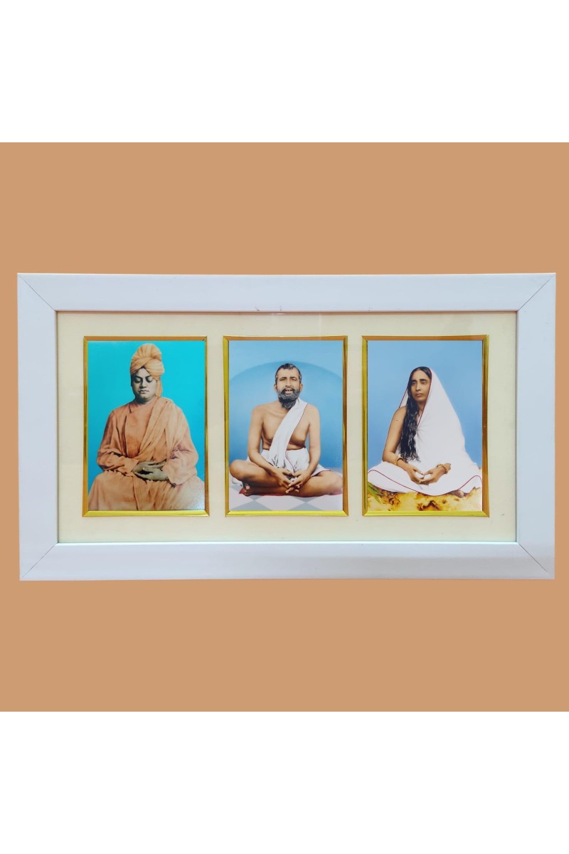 Hi tech Sales Swami Vivekananda & Ramkrishna Paramahansa & Sarada Maa photo frame | synthetic photo Frame with Glass | For wall, living room, gifts, pooja (Multicolor)