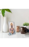 Car Desk/Table Top Lord Dhanvantari Acrylic L-Style Photo Stand - 5x7 Inches, Compact And Stylish Spiritual Display (F6715)