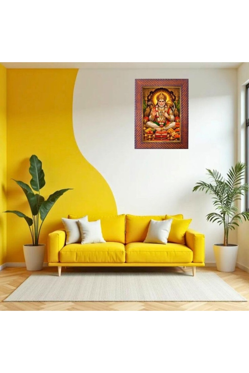 Lord Hanuman Photo Frame 13X17 Inch Religious Wall & Table Decor Frame | Lord Hanuman Spiritual Photo Frame For Home, Temple & Office | Decorative Hindu God & Goddess Frame (Pack Of 1) (F18225)