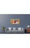 Maa Laxmi Ganesh, Saraswati Photo Frame - 8x14 Inch Brown Wooden Frame | Hindu Gods Wall Decor For Home & Office