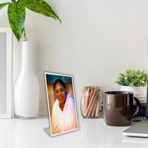 Car Desk/Table Top Mata Amritanandamayi Devi Acrylic L-Style Photo Stand - 5x7 Inches, Compact And Stylish Spiritual Display (F6694)