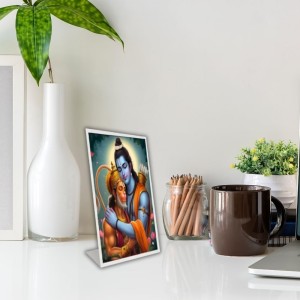 Car Desk/Table Top Lord Ram Lord Hanuman Acrylic L-Style Photo Stand - 2.5x3.5 Inches, Compact And Stylish Spiritual Display (F6712)