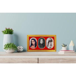 Paramahansa Yogonanada Photo Frame - 8x14 Inch Brown Wooden Frame | Hindu Gods Wall Decor For Home & Office