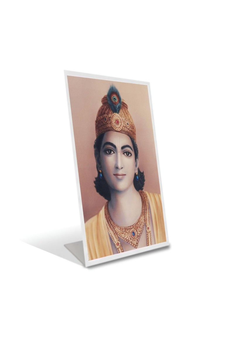 Car Desk/Table Top Bhagavan Krishna Acrylic L-Style Photo Stand - 2.5x3.5 Inches, Compact And Stylish Spiritual Display (F6713)