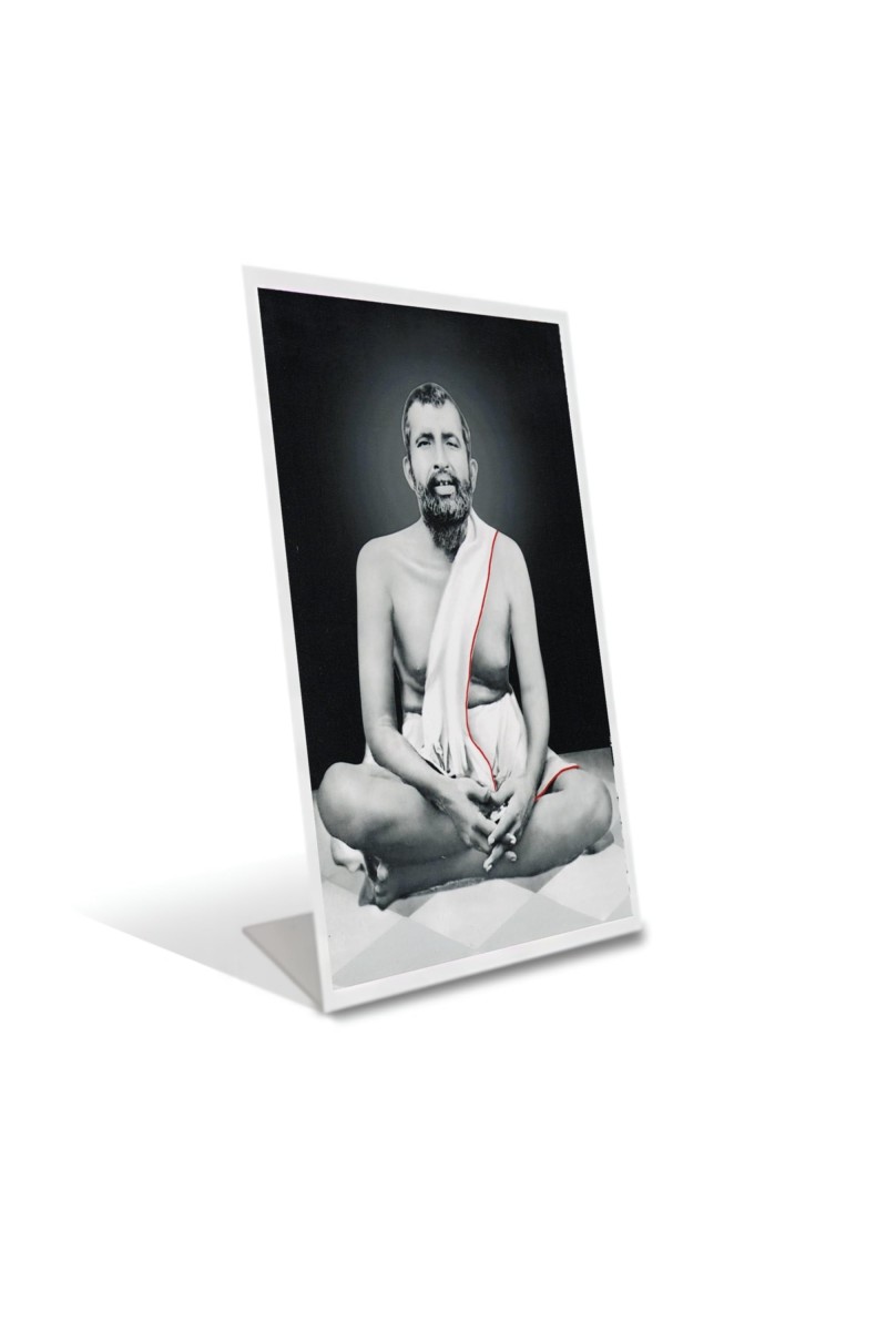 Car Desk/Table Top Sri Ramkrishna Acrylic L-Style Photo Stand - 5x7 Inches, Compact And Stylish Spiritual Display (F6703)