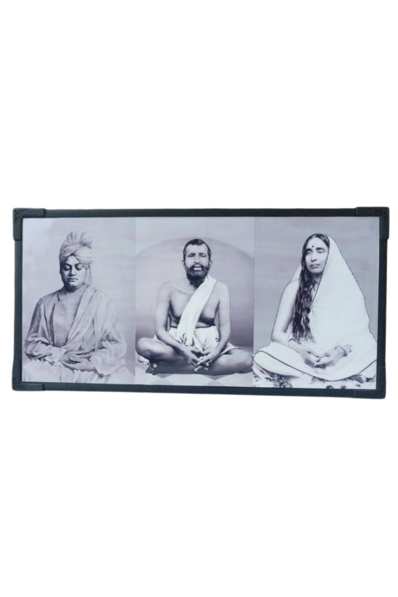 Generic Swami Vivekananda, Ramakrishna Paramahansa & Sarada Ma Photo Frame - Black, 12.2 x 26.2 cm, Minimalist, Horizontal, Tabletop & Wall Mount