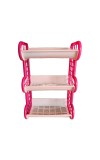 3-Tier Plastic Storage Rack Shelf for Kitchen, Bathroom, or Office | Multipurpose Organizer | Durable & Lightweight | Pink & Beige