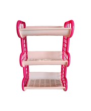 3-Tier Plastic Storage Rack Shelf for Kitchen, Bathroom, or Office | Multipurpose Organizer | Durable & Lightweight | Pink & Beige