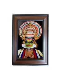 Hi Tech Sales Kathakali Classical Indian Dance Polystyrene Photo Frame for Wall Decor Home, Office, and Temple - Printed Photo